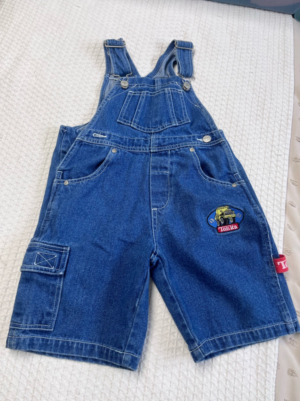 Vintage kids Tonka short overalls with Embroidered Tonka Patch